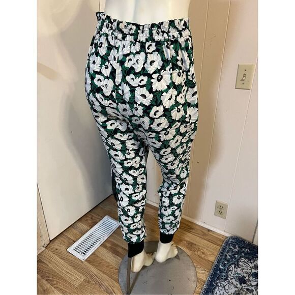 Stella McCartney Green Floral Elastic Back Skinny Viscose Pants w/tapered Ankles - Picture 9 of 16